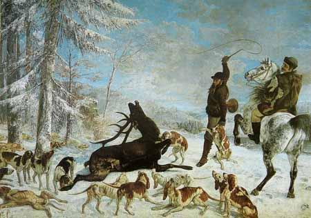 Gustave Courbet The kill of deer France oil painting art